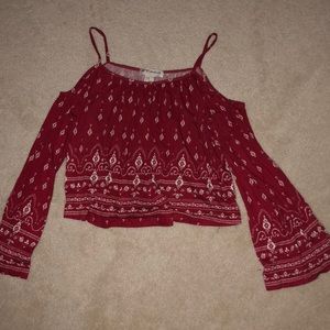 Red and white off the shoulder festival blouse
